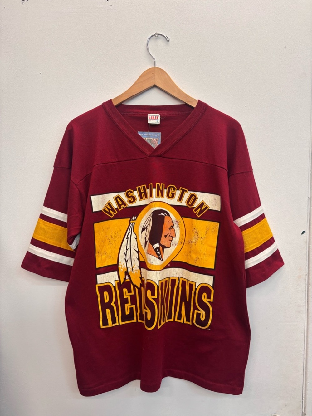 Vtg Washington Redskins V-neck Jersey Burgundy & Gold Large USA Made